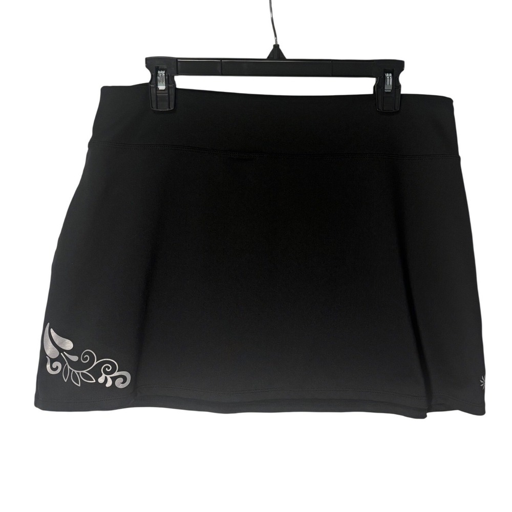 Athleta Black Active Skort Silver Reflective Floral Skirt - Large